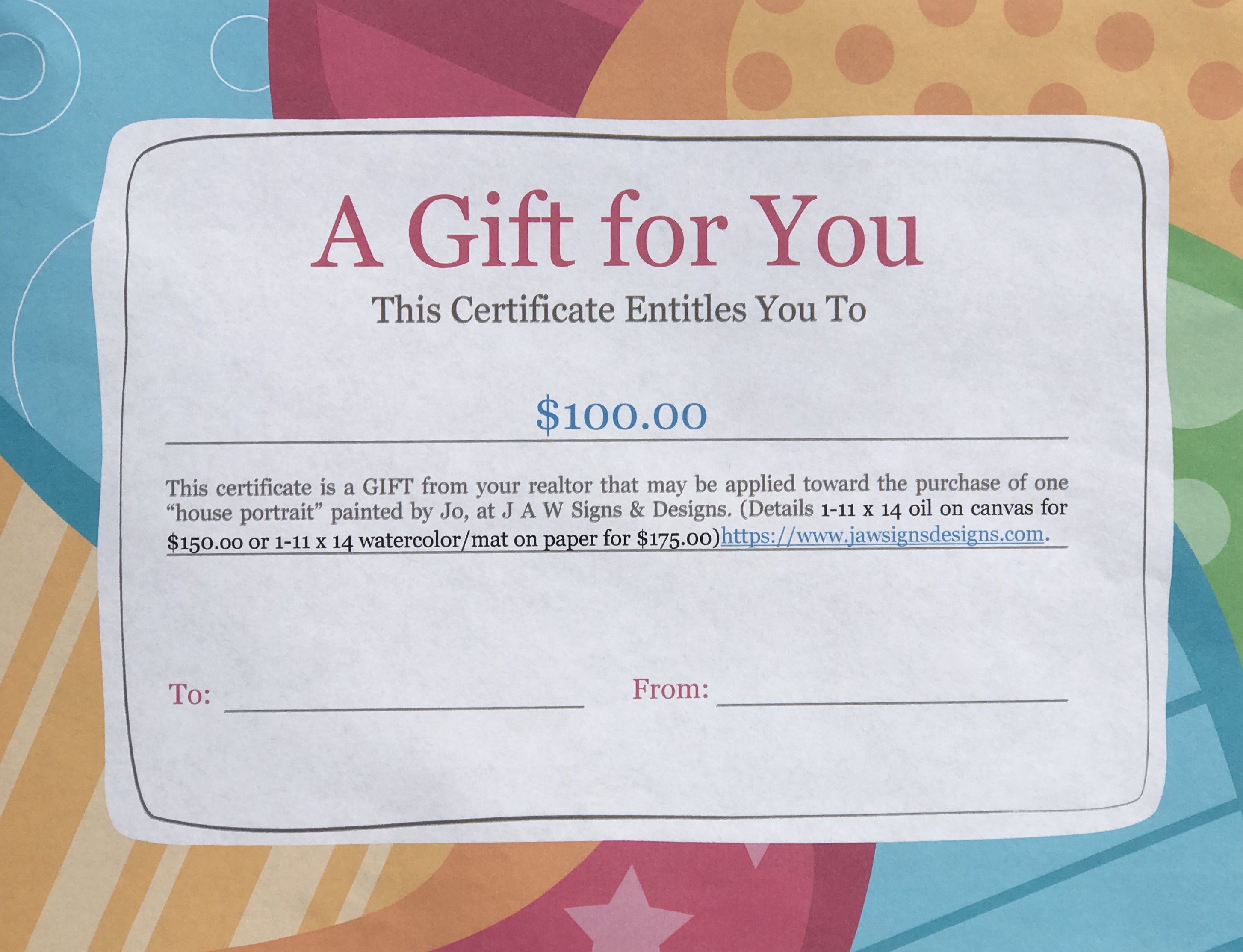 A Gift Certificate ($100.00)