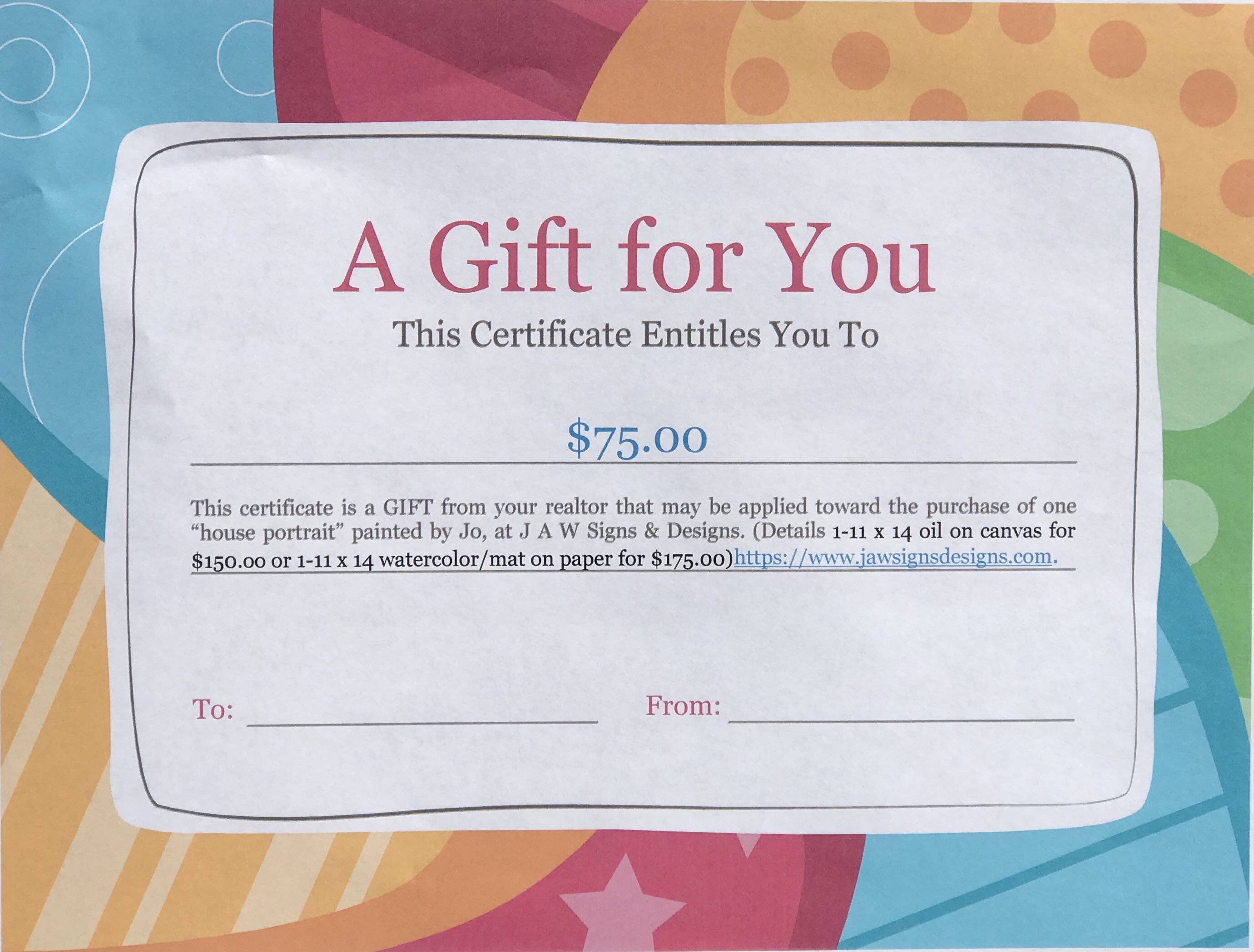 A Gift Certificate ($75.00)