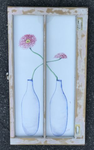 THRU THE WINDOW series "Zinnias in Love"(Out of Stock)