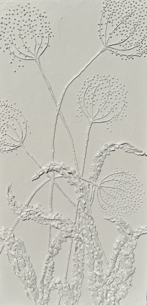 SOLD "Dots and Ruffles in Grey"